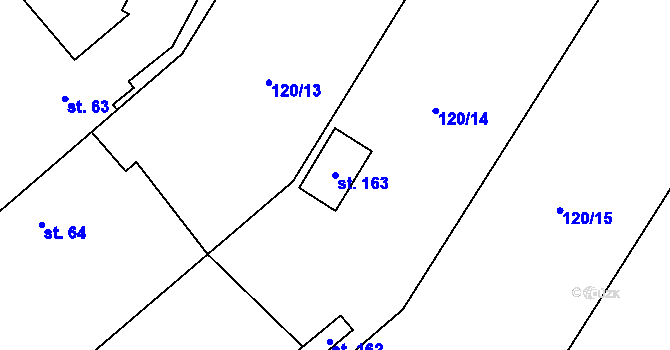Parcela st. 163 v KÚ Psáře, Katastrální mapa