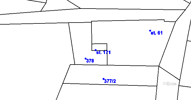 Parcela st. 171 v KÚ Psáře, Katastrální mapa