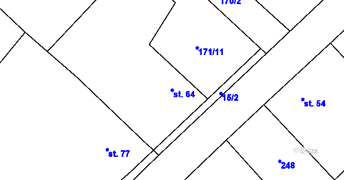 Parcela st. 64 v KÚ Křešice u Psinic, Katastrální mapa