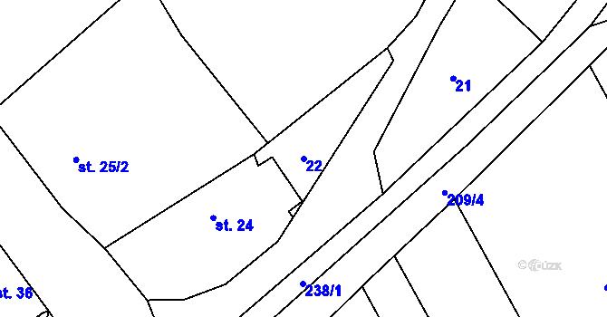 Parcela st. 22 v KÚ Křešice u Psinic, Katastrální mapa
