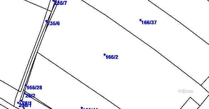 Parcela st. 166/2 v KÚ Křešice u Psinic, Katastrální mapa