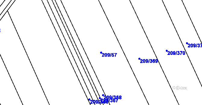 Parcela st. 209/57 v KÚ Křešice u Psinic, Katastrální mapa