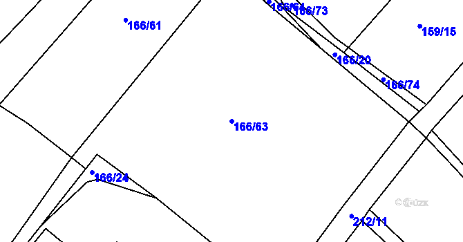 Parcela st. 166/63 v KÚ Křešice u Psinic, Katastrální mapa