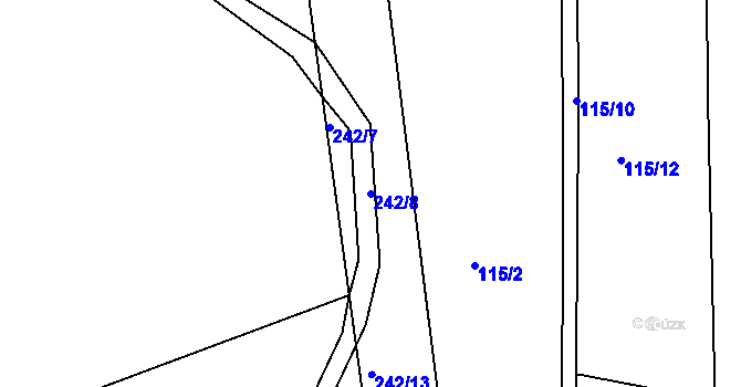 Parcela st. 242/8 v KÚ Křešice u Psinic, Katastrální mapa