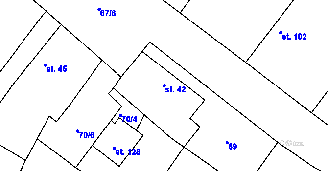 Parcela st. 42 v KÚ Psinice, Katastrální mapa