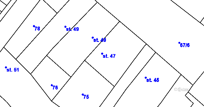 Parcela st. 47 v KÚ Psinice, Katastrální mapa