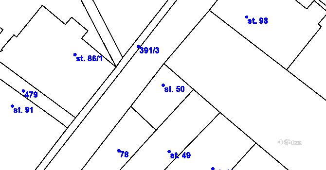 Parcela st. 50 v KÚ Psinice, Katastrální mapa