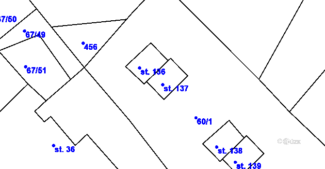 Parcela st. 137 v KÚ Psinice, Katastrální mapa