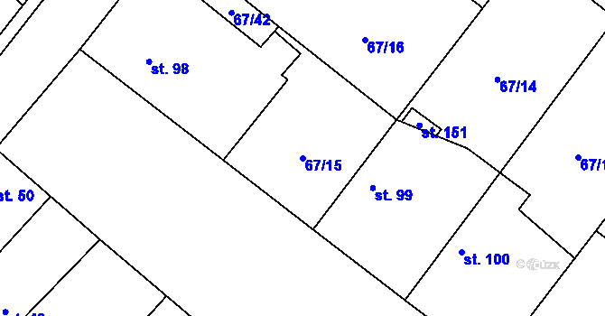 Parcela st. 67/15 v KÚ Psinice, Katastrální mapa