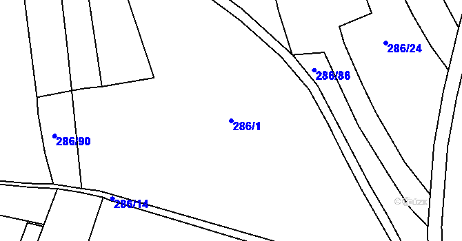 Parcela st. 286/1 v KÚ Psinice, Katastrální mapa