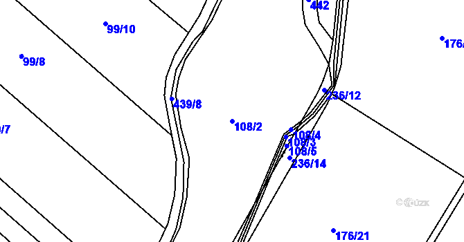 Parcela st. 108/2 v KÚ Psinice, Katastrální mapa