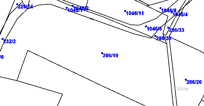 Parcela st. 286/19 v KÚ Psinice, Katastrální mapa