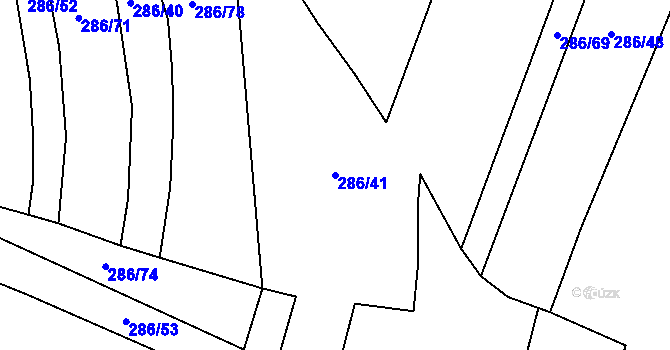 Parcela st. 286/41 v KÚ Psinice, Katastrální mapa