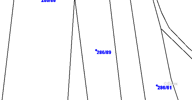Parcela st. 286/89 v KÚ Psinice, Katastrální mapa