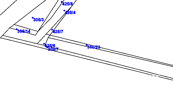 Parcela st. 316/23 v KÚ Psinice, Katastrální mapa