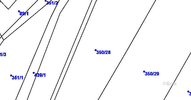 Parcela st. 350/28 v KÚ Psinice, Katastrální mapa
