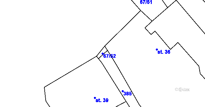 Parcela st. 67/52 v KÚ Psinice, Katastrální mapa
