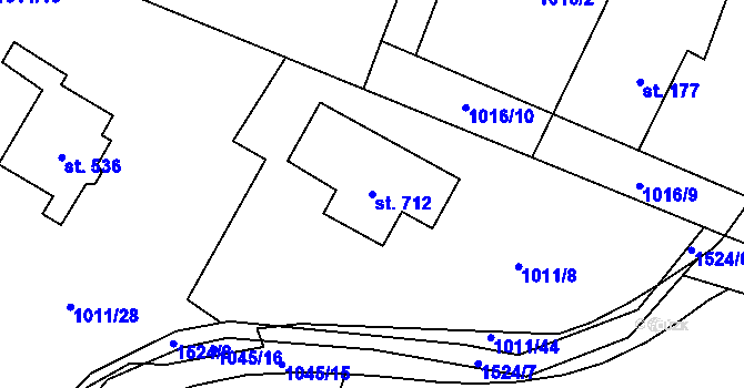 Parcela st. 712 v KÚ Pstruží, Katastrální mapa
