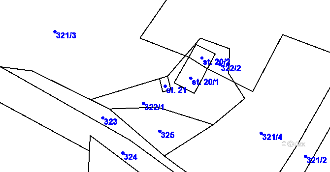 Parcela st. 21 v KÚ Pstruží, Katastrální mapa