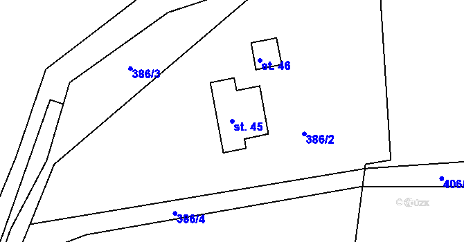Parcela st. 45 v KÚ Pstruží, Katastrální mapa