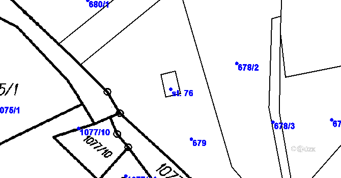 Parcela st. 76 v KÚ Pstruží, Katastrální mapa