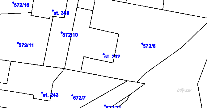 Parcela st. 212 v KÚ Pstruží, Katastrální mapa