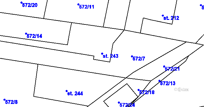 Parcela st. 243 v KÚ Pstruží, Katastrální mapa