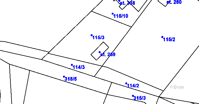 Parcela st. 259 v KÚ Pstruží, Katastrální mapa