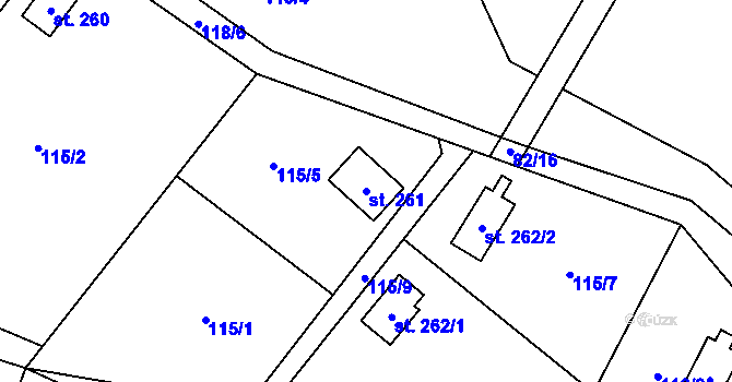 Parcela st. 261 v KÚ Pstruží, Katastrální mapa