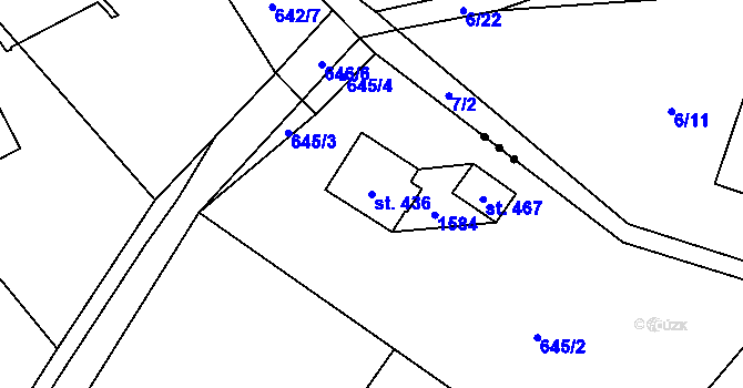 Parcela st. 436 v KÚ Pstruží, Katastrální mapa