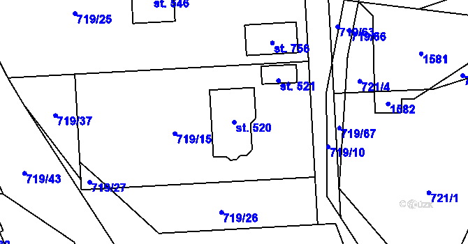 Parcela st. 520 v KÚ Pstruží, Katastrální mapa