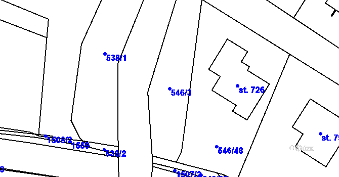 Parcela st. 546/3 v KÚ Pstruží, Katastrální mapa