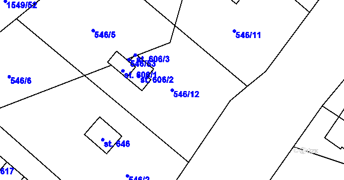 Parcela st. 546/12 v KÚ Pstruží, Katastrální mapa