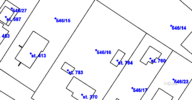 Parcela st. 546/16 v KÚ Pstruží, Katastrální mapa