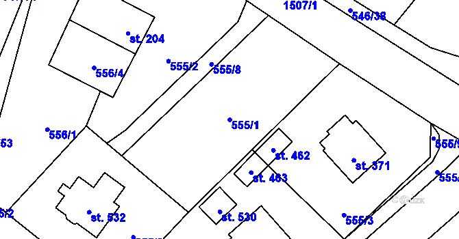 Parcela st. 555/1 v KÚ Pstruží, Katastrální mapa