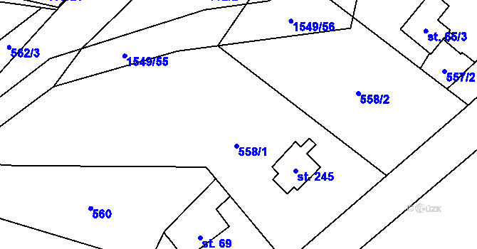 Parcela st. 558 v KÚ Pstruží, Katastrální mapa