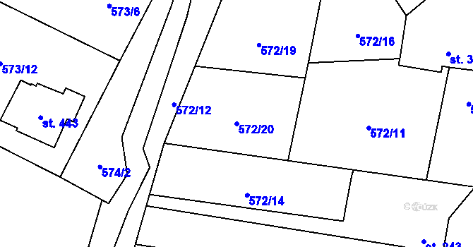 Parcela st. 572/20 v KÚ Pstruží, Katastrální mapa