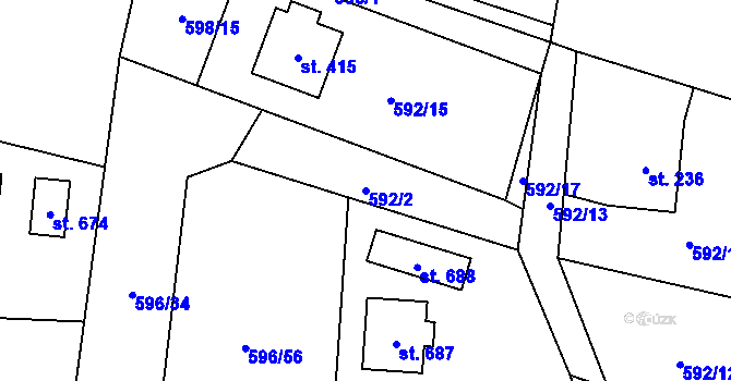 Parcela st. 592/2 v KÚ Pstruží, Katastrální mapa