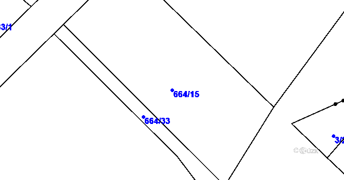 Parcela st. 664/15 v KÚ Pstruží, Katastrální mapa