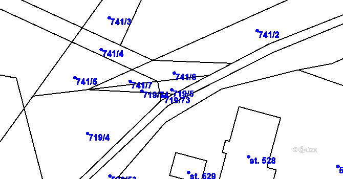 Parcela st. 719/5 v KÚ Pstruží, Katastrální mapa