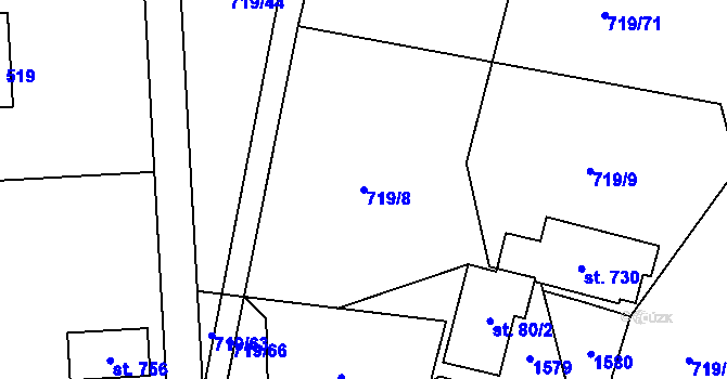 Parcela st. 719/8 v KÚ Pstruží, Katastrální mapa