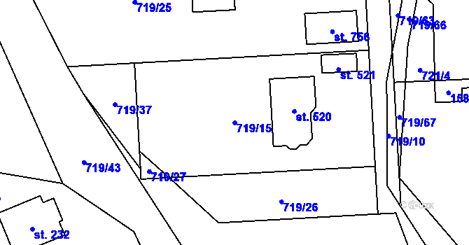 Parcela st. 719/15 v KÚ Pstruží, Katastrální mapa