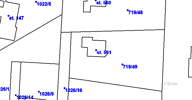 Parcela st. 561 v KÚ Pstruží, Katastrální mapa
