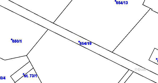 Parcela st. 654/19 v KÚ Pstruží, Katastrální mapa