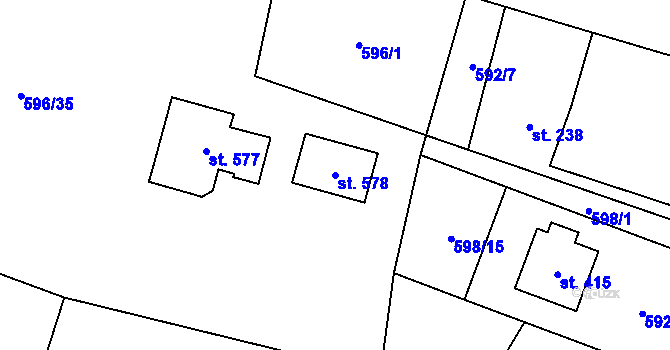 Parcela st. 578 v KÚ Pstruží, Katastrální mapa