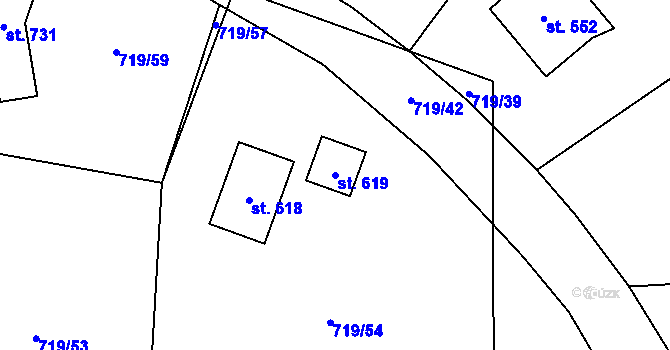 Parcela st. 619 v KÚ Pstruží, Katastrální mapa