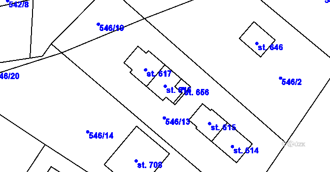 Parcela st. 616 v KÚ Pstruží, Katastrální mapa