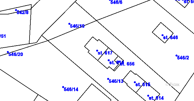 Parcela st. 617 v KÚ Pstruží, Katastrální mapa