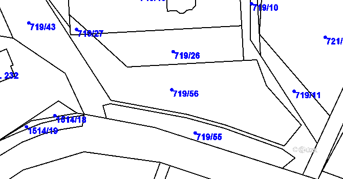 Parcela st. 719/56 v KÚ Pstruží, Katastrální mapa