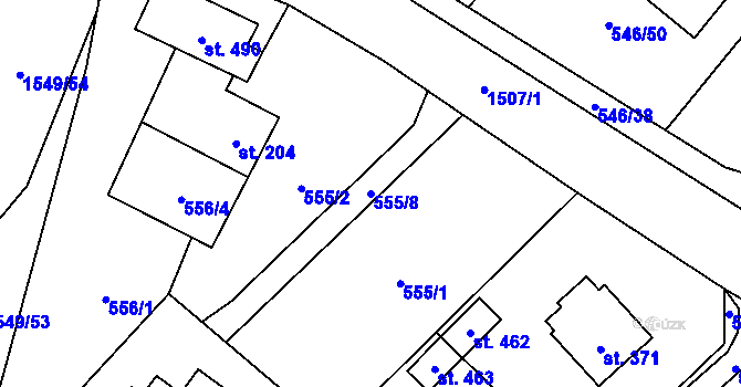 Parcela st. 555/8 v KÚ Pstruží, Katastrální mapa